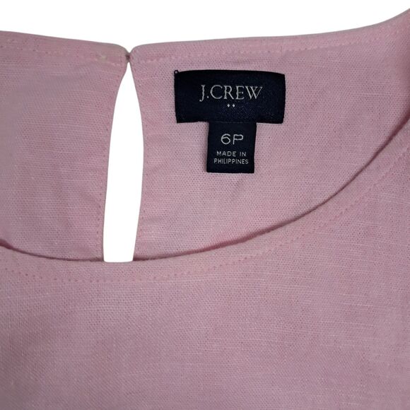 J. Crew Factory Dress Womens 6 Petite Pink Mini Linen Blend Ruffle Sleeve Tiered - Picture 3 of 11